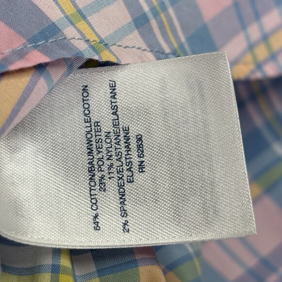 Lands End Button Down Shirt Mens M 15-15.5 Pink Blue Plaid Traditional Fit‎ - Picture 5 of 10